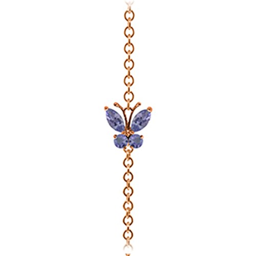 14K. SOLID GOLD BUTTERFLY BRACELET WITH TANZANITES - Picture 2 of 21
