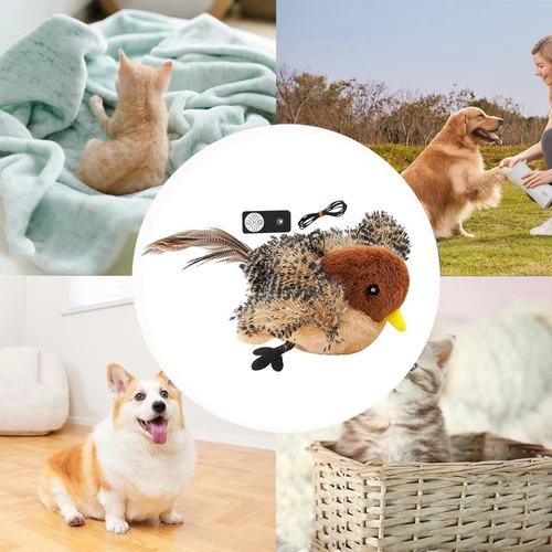Bird Cat Toy Simulated Chirping Bird Interactive Cat Toy Rechargeable Flapping - Picture 12 of 12