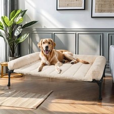 Orthopedic Elevated Dog Bed 42x30 for Large Dogs, Plush Bolster, Washable