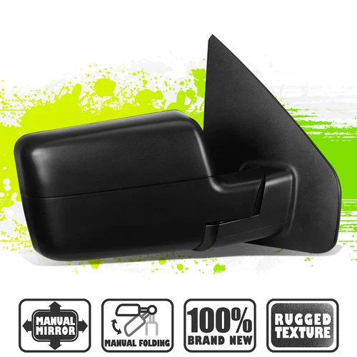 Black Manual Adjustment Side Rear View Towing Mirror Right for Ford F150 04-14
