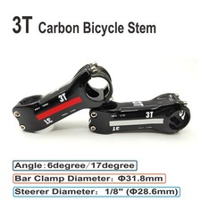 3T Road Bike Stem Carbon Fiber Stem Angle 6/17 Degree 28.6mm Mtb Bicycle Parts