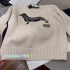 NWT Lauren Ralph Lauren Intarsia Dachshund dog Chalk Cotton Sweater Choose Size