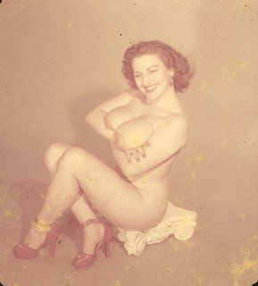 3D Stereo Realist Vintage Pinup Slide Photo Woman Model Nude Arms Crossed