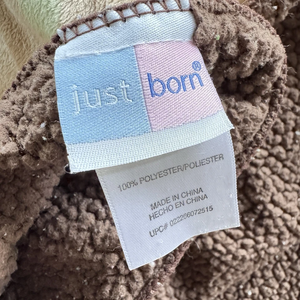 Just Born Brown White Green Polka Dot Baby Security Blanket Sherpa Rare Foto 2 de 4