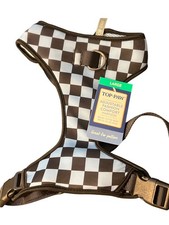 Top Paw Adjustable Fashion Comfort Dog Harness Checkered Black Blue Sz Large NWT