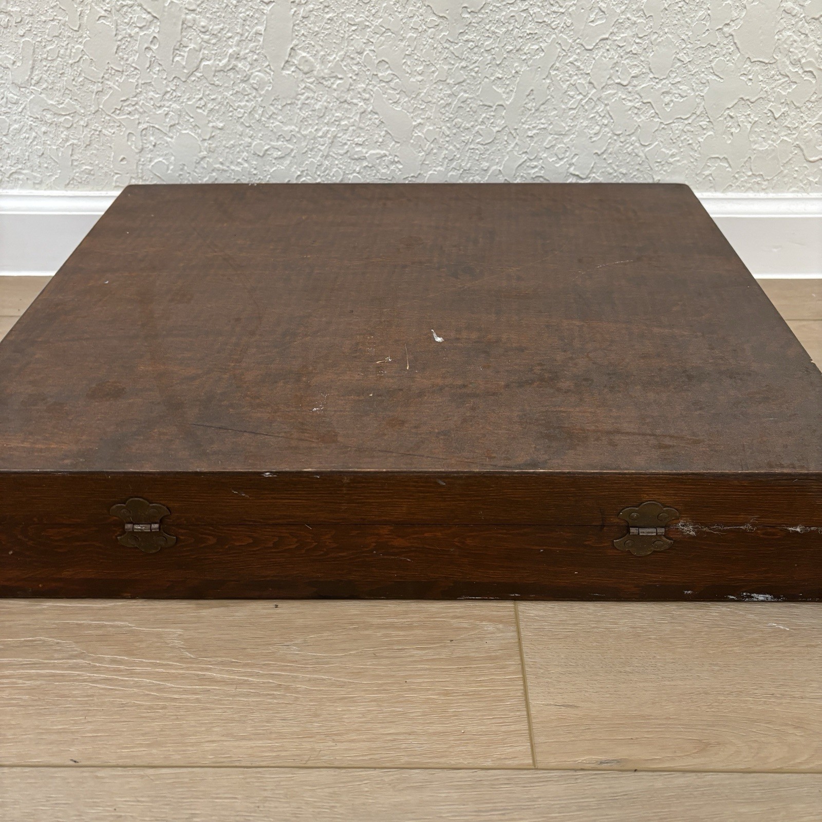 Vintage Wooden Artist Painters Palette Case Travel Box Briefcase 17x21x4