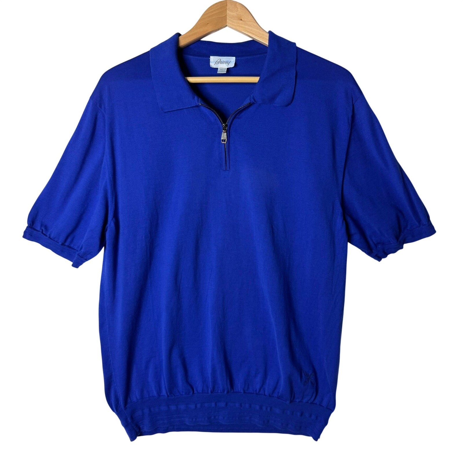 Vtg Brioni Knit Polo Shirt Mens Italian 58 US XXL Rare 1/4 Zip Retro Style READ