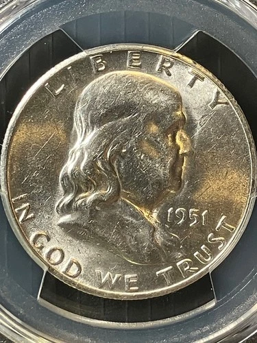 Borderline Unc 1951-S AU58 Franklin Half PCGS 53949646