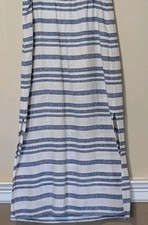 Old Navy Lined Linen Blend Midi Pull On Skirt Blue White Stripe Slit Coastal