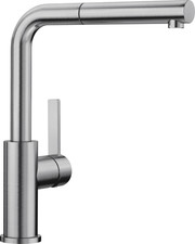 Blanco Lanora-S Brushed Stainless Steel Finish Kitchen Tap with Pull-out -523123