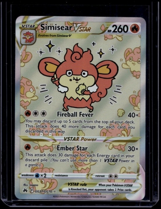 Pokemon TCG Simisear Vstar GG37/GG70 Crown Zenith Galarian Gallery NM