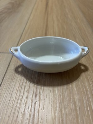 Vintage White Two Handle Made In Japan Ceramic Oval Glossy Serving Dish 1.5x5