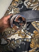 Gucci GG Monogram Supreme Black/Gray Leather Belt Size 34-36 Waist 100cm
