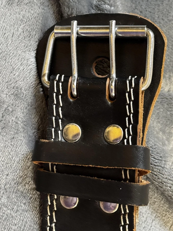 Cinturón de levantamiento de pesas de cuero Valeo M doble punta negro soporte de espalda gimnasio levantamiento Foto 3 de 4