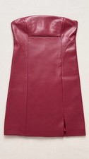 GUESS Burgundy Faux Leather Strapless Bodycon Mini Dress Size 8