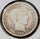 1898 Barber Silver Dime 10c Ten Cent US Coin Philadelphia Mint  *401