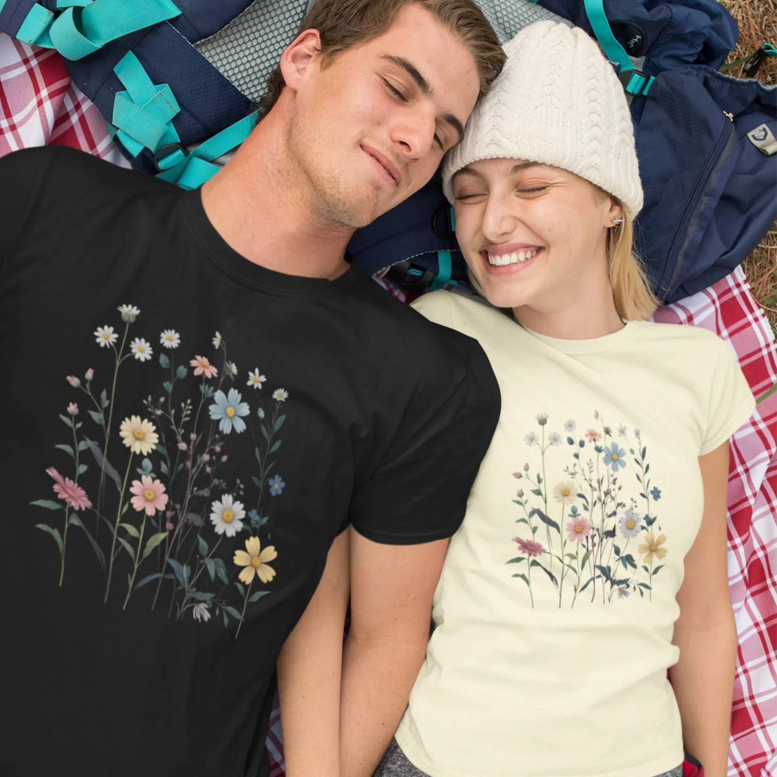 Men's & Women's Round Neck Tee Featuring a Detailed Floral Blossom Print Tshirt