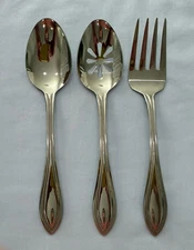 Towle TUSCAN BEAD Stainless 3 Pc SERVING SET  Spoon~Pierced Spoon & Serving Fork