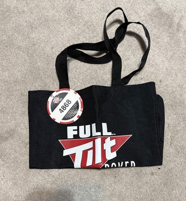 Full Tilt Poker Tote Bag Red And Black Logo With Straps 15x13in