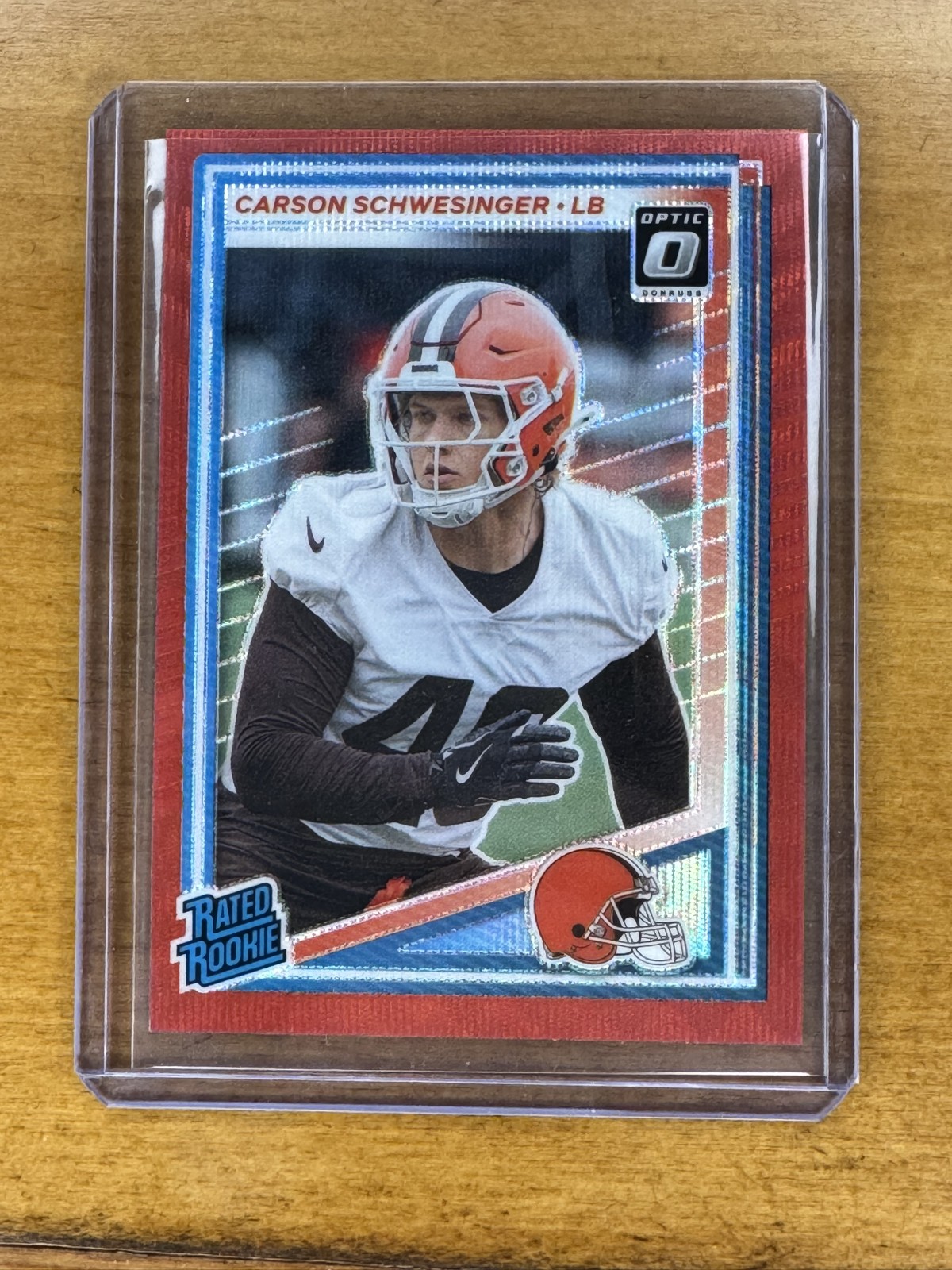 2025 Panini Donruss - Rated Rookie Carson Schwesinger RC Optic Preview Red Wave