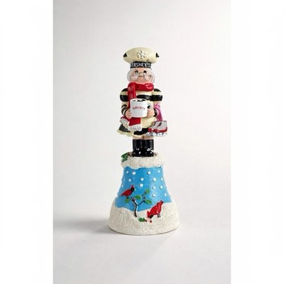 Hershey s Mrs. Claus Resin Bell Figurine with Cardinals   Holiday Collectible