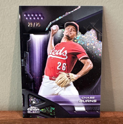 Chase Burns 2025 Topps Chrome Black Rookie Cincinnati Reds #/75 (29/75)