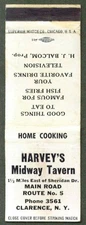 Harvey's Midway Tavern Rt 5 Clarence NY matchcover