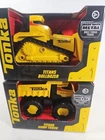 Hasbro - Set of 2 Metal Built Tonka Tough Titans Dump Trunk & Bulldozer Vehicles