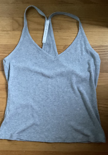 Fabletics Grey Ribbed Racerback Tank Top Women's L Activewear Yoga Gym Workout