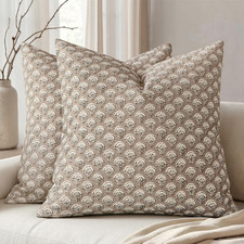 Set of 2 Decorative Floral Pillow Covers Neutral Vintage Throw Pillows Block Pri