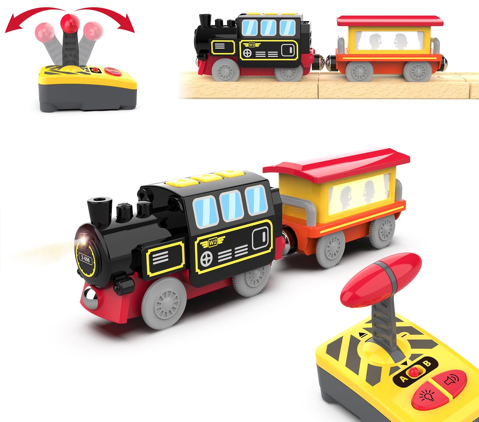 Motorized Train for Wooden Track Remote Control Train with Magnetic Connection