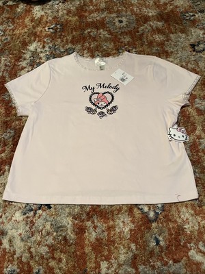 NWT Hello Kitty & Friends X Forever 21 Plus My Melody Lace Trim Baby Tee 3X