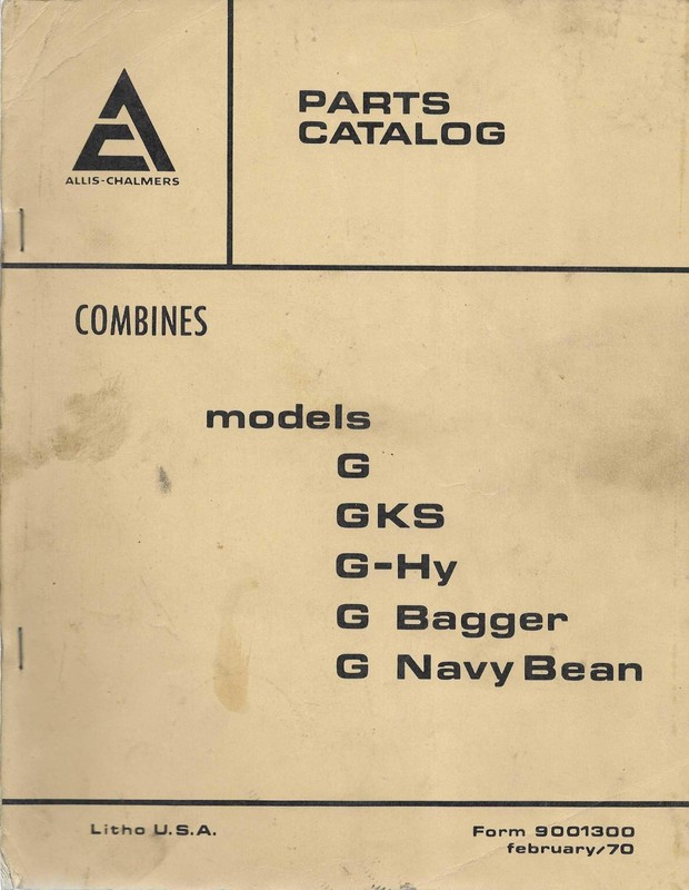 Allis-Chalmers Combine Models G,GKS,G-Hy, G Bagger and G Navy Beans Parts Cat.