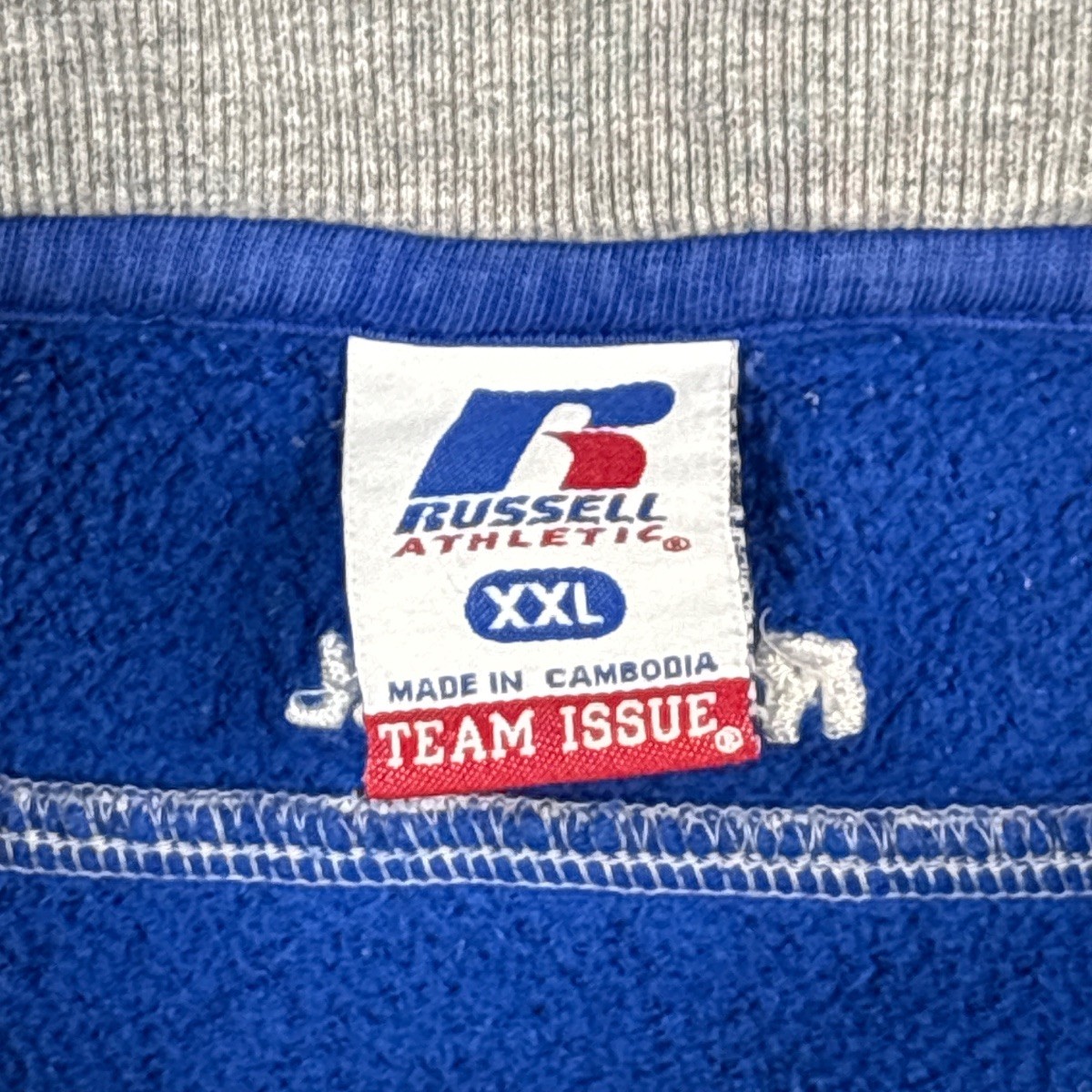Russell Athletic Quarter-Zip Sweatshirt XXL Blue Grey Team Issue 90s Royal Blue image 2