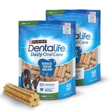 Chewy Dog Dental Treats for Small Dogs Freshen Breath Fight Tartar 45 ct