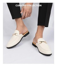 Mens Slipper Half  Loafers Slip on Leather Baotou Slippers Busienss Formal Shoes