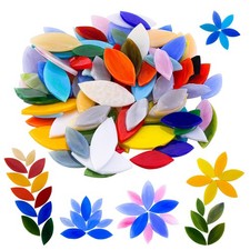 Yoption 100 Pieces Petal Mosaic Tiles, Hand-Cut Stained Large, Mixed Color