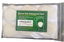 Benoo Skived Felt Metatarsal Pads 12 Felt Pads 1/4" thick NEW