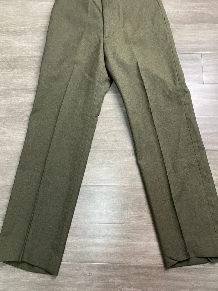 Pantalón Militar De Colección Años 80 100% Lana Serge Verde 2234 Garra Cremallera Talla 33R 30x32 Foto 2 de 4