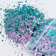50G/Bag Holographic Mixed Hexagon Shape Chunky Nail Glitter Sequins Sparkly Flak