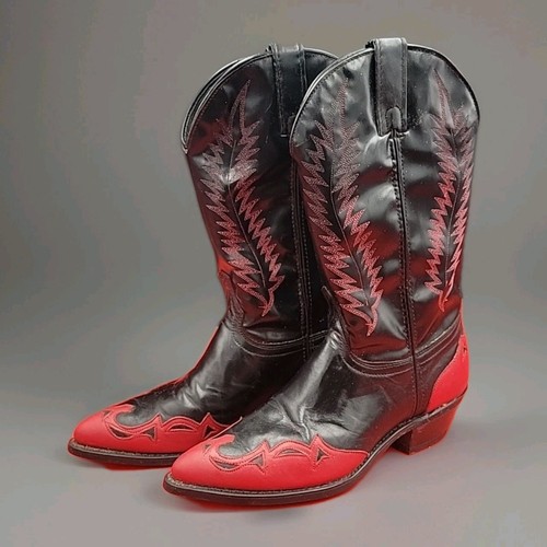 Herren Cowboystiefel Texas Marke 9,5 D Stil T10-123 Hergestellt in den USA Rot & Schwarz - Bild 15 von 17