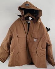 Y2k Carhartt Men's Artic Canvas Chore Barn Tan Jacket with hood , USA 3XL