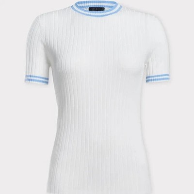 G/FORE Ribbed Everyday Crew Sweater Top Size Small Womens Golf White Blue NEW