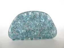 Blue colorful glitter marbled hair claw clip