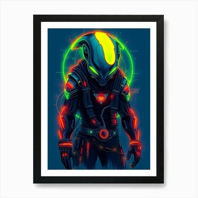 Alien - color Illustration Art Prin Framed Wall Art Poster Canvas Print Picture