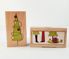 Christmas Tree Wood Mounted Rubber Stamp E500 E515 Couple Together Gift MCM New