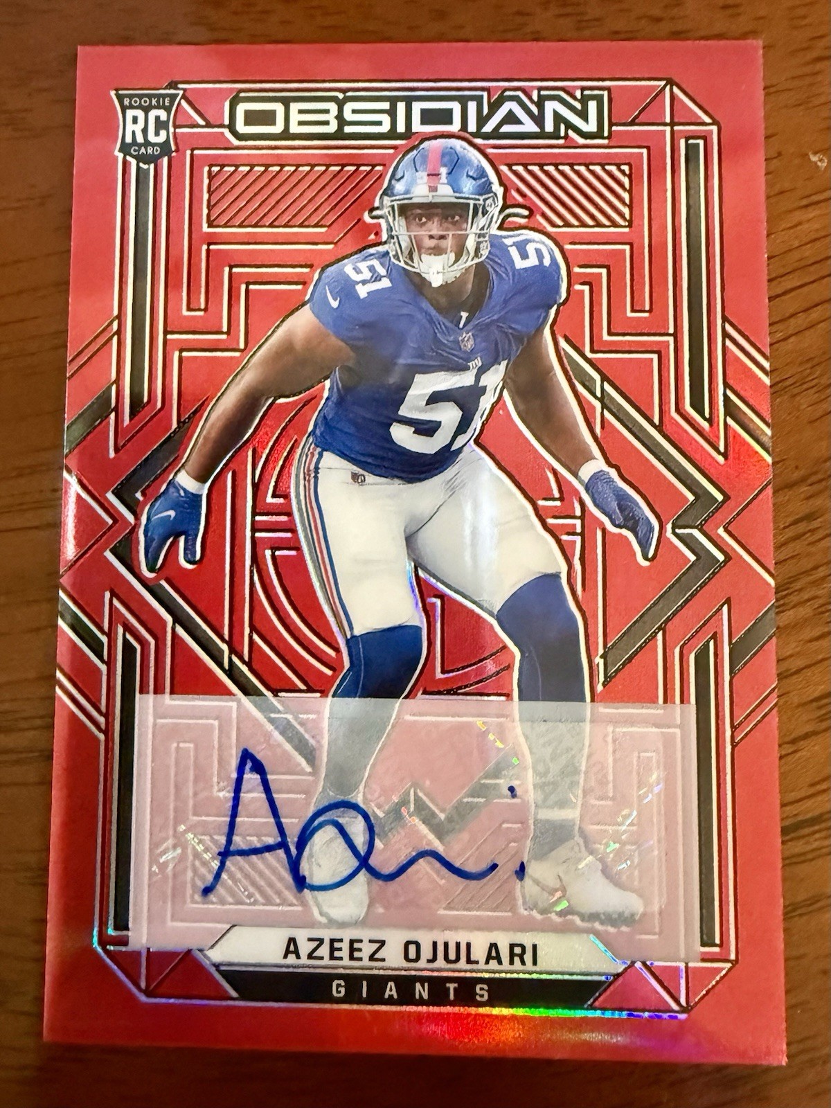 Azeez Ojulari Auto 2021 Panini Obsidian No.182  3/6 Red Auto RC