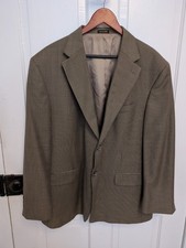 Stafford Houndstooth Blazer Mens 46S Brown Wool/Polyester Sport Coat Jacket