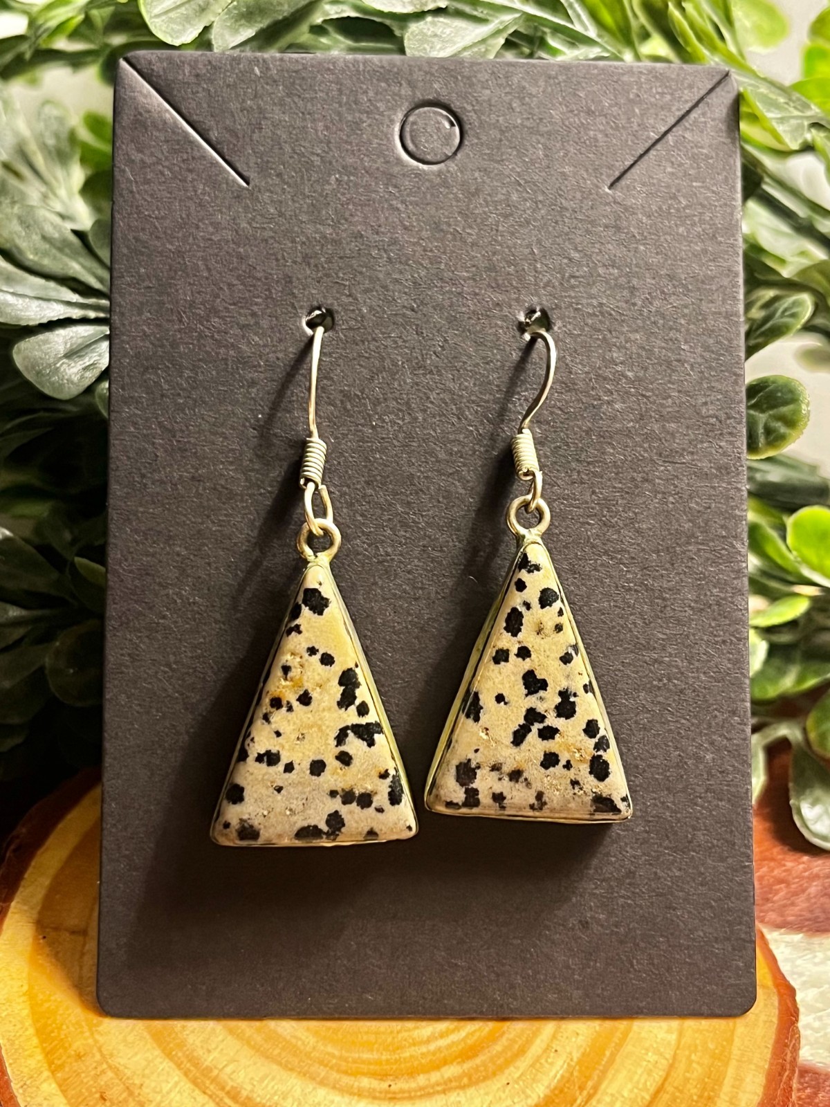 Jasper Triangle Dangle Earrings - image 1