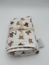 Pottery Barn Kids Teddy Bear Oversized Organic Muslin Baby Blanket  Ethan  47  